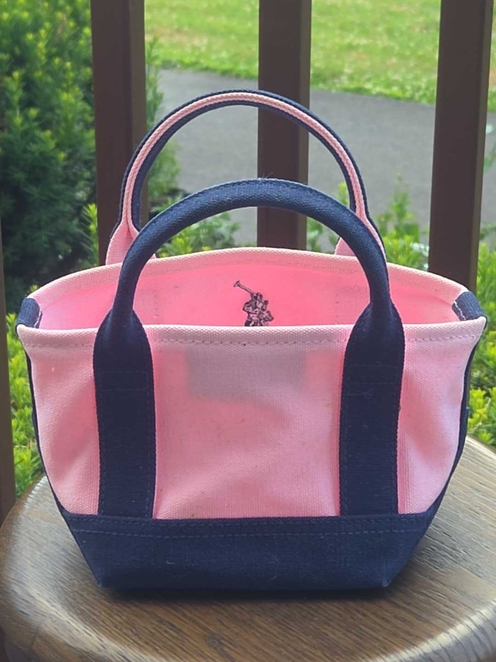 Polo Ralph Lauren Mini Canvas Tote Bag Pink & Navy - Picture 10 of 12